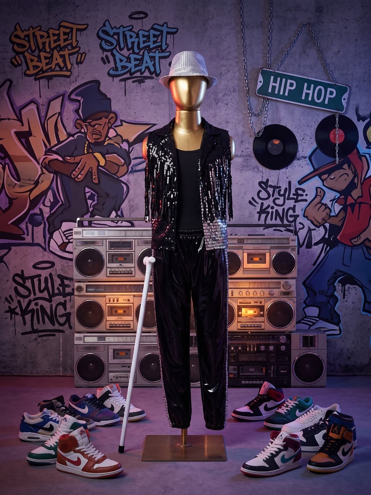Tenue pailletée hip hop homme et femme